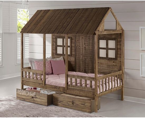Детская раздвижная кровать-домик из массива Ранчо-3, КОД:MS8911, images №13, magsale.ru