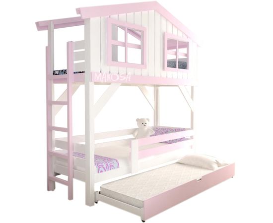 Двухъярусная кровать-домик из массива Сан-Ремо, КОД:MS8914, images №2, magsale.ru