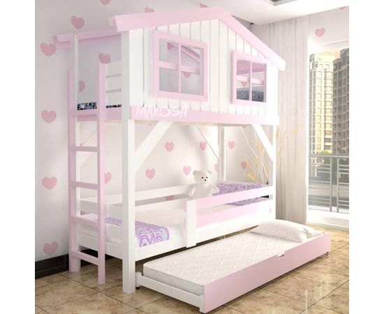 Двухъярусная кровать-домик из массива Сан-Ремо, КОД:MS8914, images №3, magsale.ru
