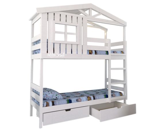Двухъярусная кровать-домик из массива Цейлон, КОД:MS8918, images №1, magsale.ru