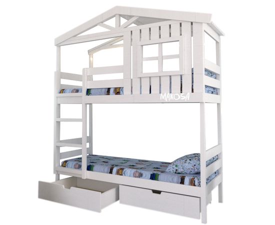 Двухъярусная кровать-домик из массива Цейлон, КОД:MS8918, images №2, magsale.ru