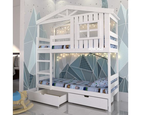 Двухъярусная кровать-домик из массива Цейлон, КОД:MS8918, images №3, magsale.ru