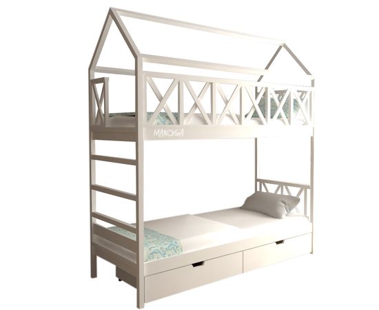 Двухъярусная кровать-домик из массива Прованс Турандот, КОД:MS8919, images №3, magsale.ru
