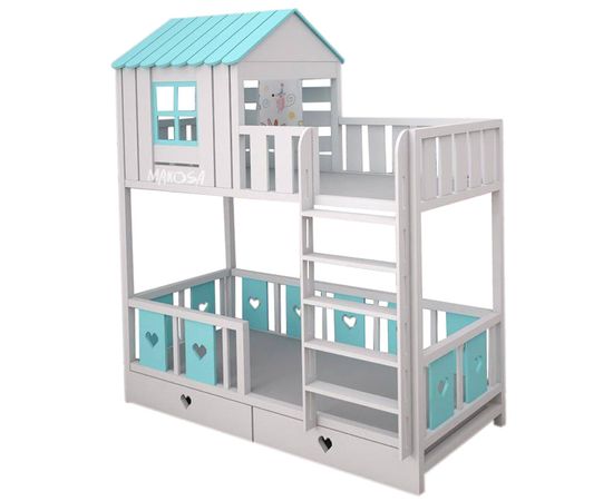 Двухъярусная кровать-домик из массива Тутти-Фрутти, КОД:MS8920, images №2, magsale.ru