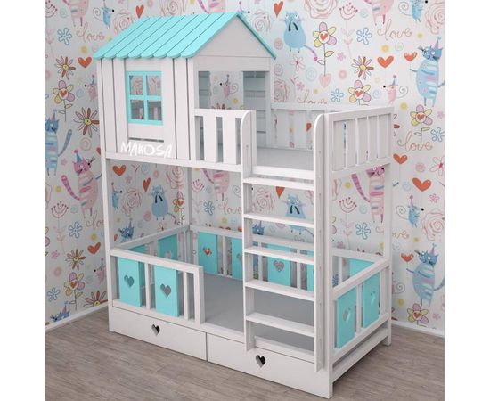 Двухъярусная кровать-домик из массива Тутти-Фрутти, КОД:MS8920, images №3, magsale.ru