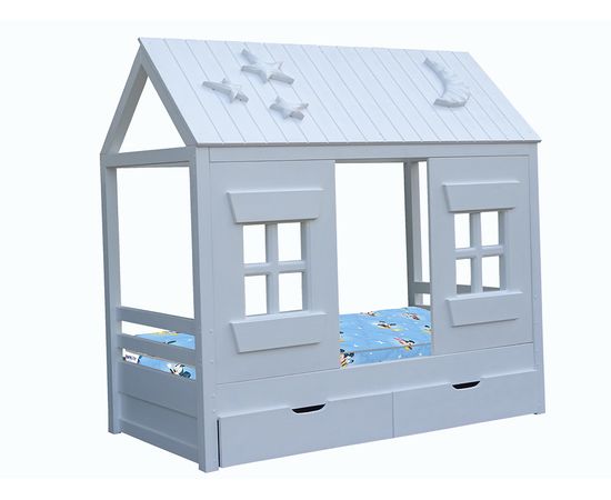 Детская кровать из сосны Домик №2 с окнами, КОД:VMK306, images №1, magsale.ru