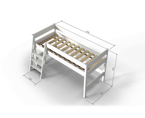 Кровать-чердак из массива Линда White, КОД:АНД20781, images №8, magsale.ru