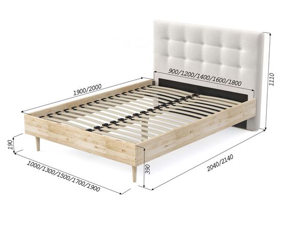 Кровать Альмена Chenille White, КОД:АНД227714, images №7, magsale.ru