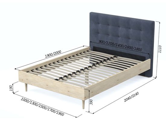 Кровать Альмена Chenille Grey, КОД:АНД227713, images №7, magsale.ru