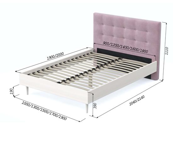 Кровать Альмена Chenille Pink, КОД:АНД227712, images №7, magsale.ru