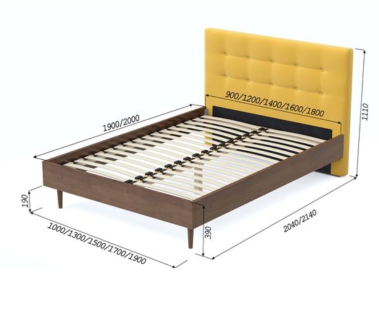 Кровать Альмена Velvet Yellow, КОД:АНД226708, images №8, magsale.ru