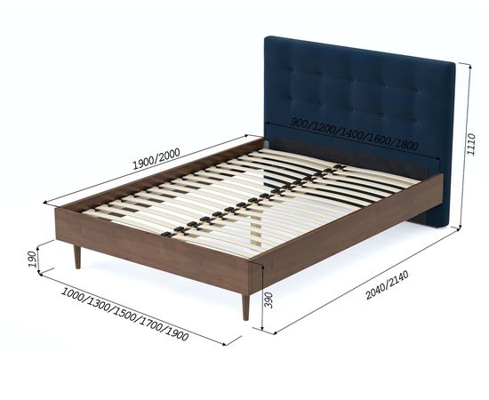 Кровать Альмена Velvet Blue, КОД:АНД226710, images №7, magsale.ru