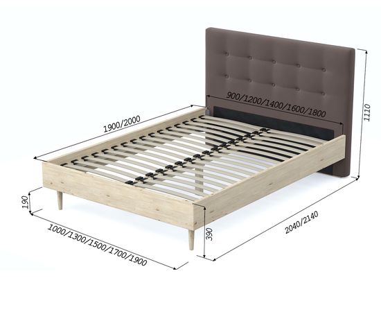 Кровать Альмена Velvet Brown, КОД:АНД226709, images №7, magsale.ru