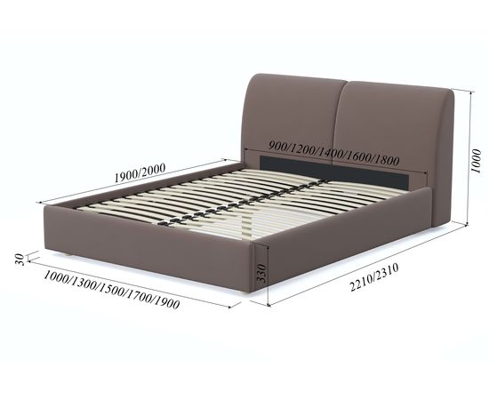 Кровать Бекка Velvet Stone, КОД:АНД2407739821, images №7, magsale.ru