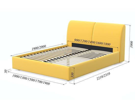 Кровать Бекка Velvet Yellow, КОД:АНД2407749821, images №7, magsale.ru