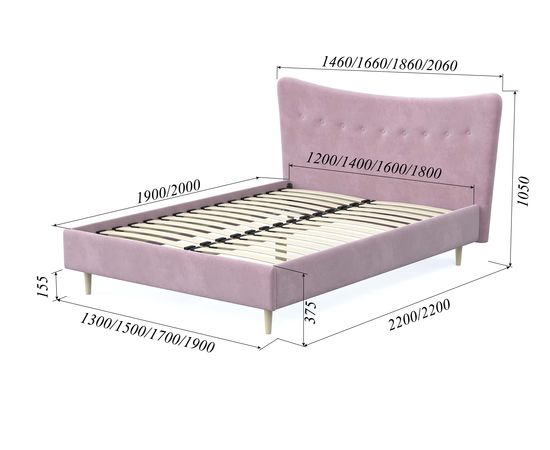 Кровать Финна Chenille Pink, КОД:АНД20803, images №7, magsale.ru