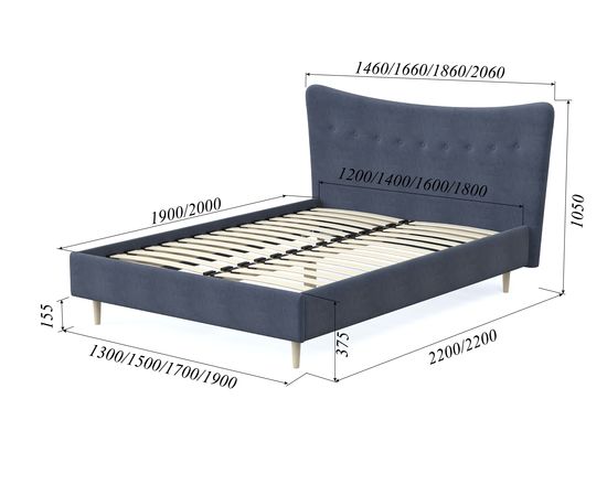 Кровать Финна Chenille Grey, КОД:АНД20802, images №7, magsale.ru