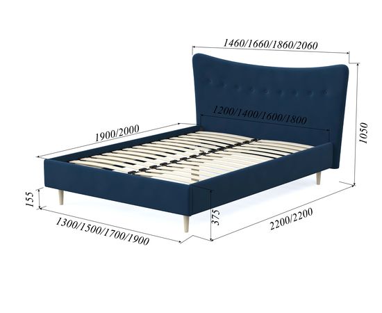 Кровать Финна Velvet Blue, КОД:АНД20798, images №7, magsale.ru