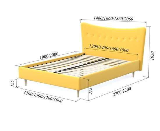 Кровать Финна Velvet Yellow, КОД:АНД20801, images №7, magsale.ru