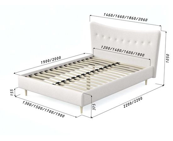 Кровать Финна Chenille White, КОД:АНД20805, images №6, magsale.ru