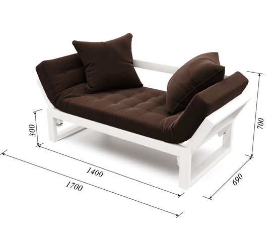 Кушетка Амбер Вельвет Белая эмаль Chocolate, КОД:АНД21869, images №6, magsale.ru