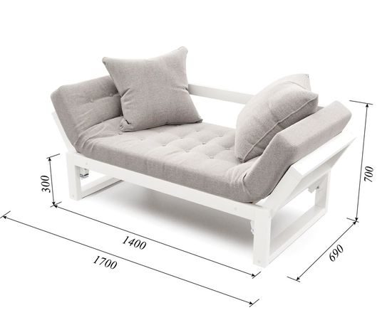 Кушетка Амбер Textile Белая эмаль Grey, КОД:АНД19295, images №6, magsale.ru