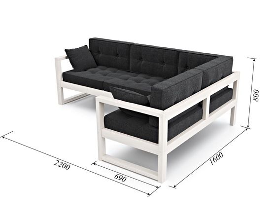 Диван Астер Угловой Textile Белый Black, КОД:АНД222856, images №5, magsale.ru
