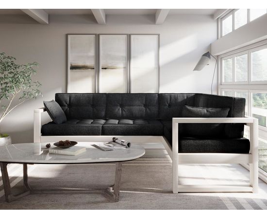 Диван Астер Угловой Textile Белый Black, КОД:АНД222856, images №6, magsale.ru