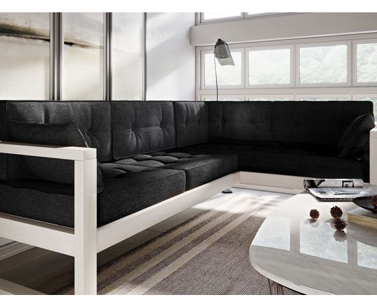 Диван Астер Угловой Textile Белый Black, КОД:АНД222856, images №7, magsale.ru