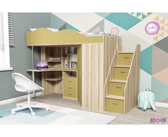 Кровать-чердак с рабочей зоной Пионер-1, КОД:ЯПК21, images №12, magsale.ru