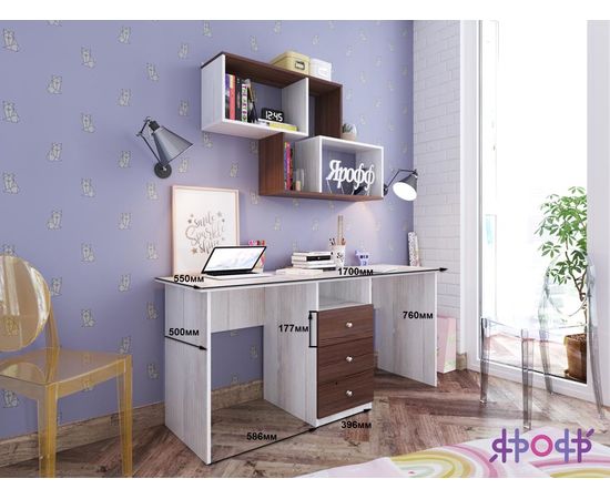 Письменный 2-местный стол Ярофф, КОД:ЯПС22, images №7, magsale.ru