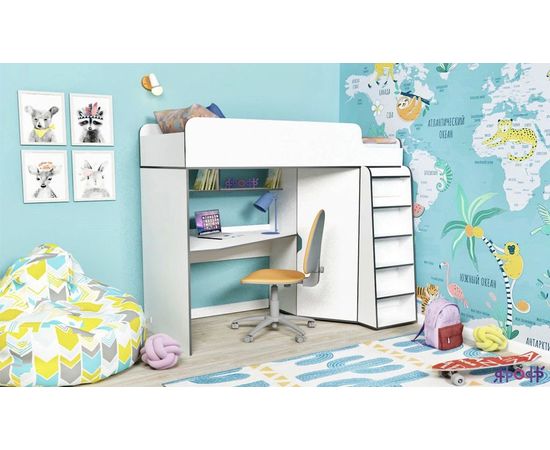 Кровать-чердак с рабочей зоной Юниор-7, КОД:ЯКЮ18, images №4, magsale.ru