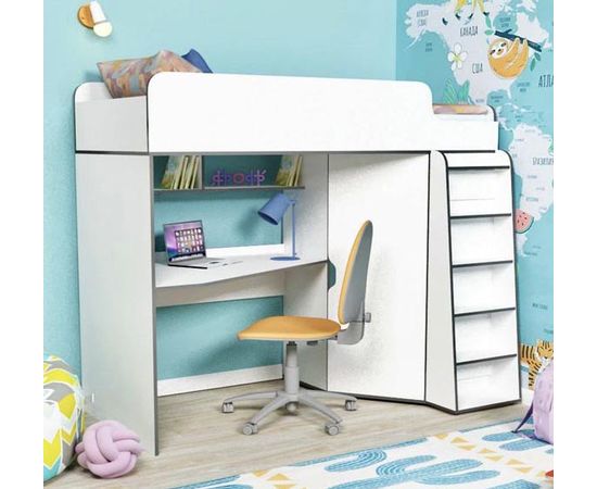 Кровать-чердак с рабочей зоной Юниор-7, КОД:ЯКЮ18, images №1, magsale.ru