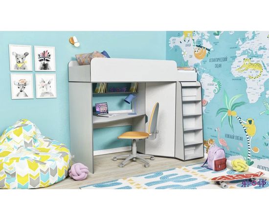 Кровать-чердак с рабочей зоной Юниор-7, КОД:ЯКЮ18, images №2, magsale.ru