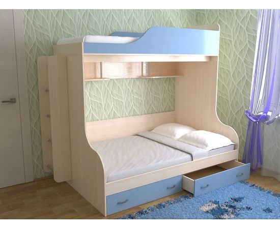Двухъярусная кровать Дуэт-15 с металлической лестницей, КОД:SL426, images №1, magsale.ru