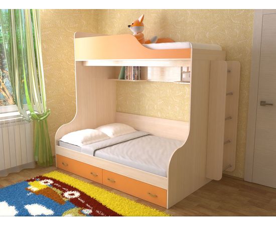 Двухъярусная кровать Дуэт-15 с металлической лестницей, КОД:SL426, images №2, magsale.ru