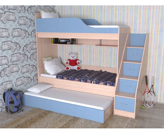 Трехъярусная кровать с выдвижным спальным местом Дуэт-17, КОД:SL427, images №3, magsale.ru