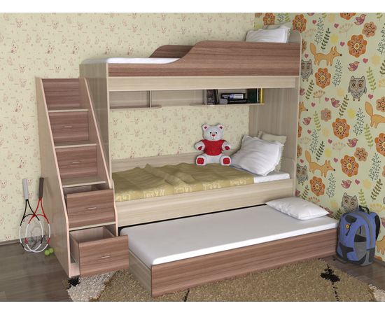 Трехъярусная кровать с выдвижным спальным местом Дуэт-17, КОД:SL427, images №1, magsale.ru