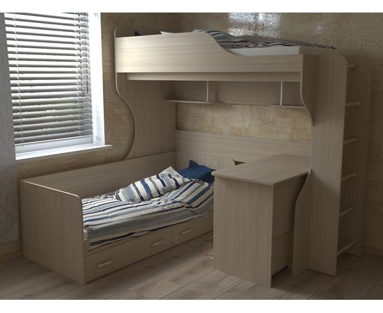 Двухъярусная кровать Дуэт-5 с металлической лестницей, КОД:SL4051, images №3, magsale.ru