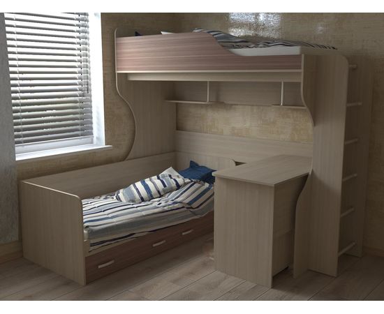 Двухъярусная кровать Дуэт-5 с металлической лестницей, КОД:SL4051, images №2, magsale.ru