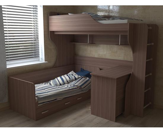 Двухъярусная кровать Дуэт-5 с металлической лестницей, КОД:SL4051, images №4, magsale.ru