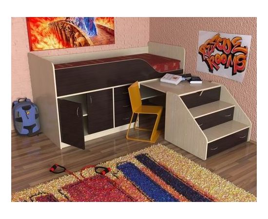 Детская кровать-чердак Кузя-2 с рабочей зоной, КОД:SL431, images №2, magsale.ru