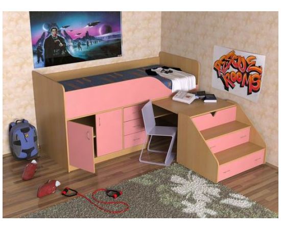 Детская кровать-чердак Кузя-2 с рабочей зоной, КОД:SL431, images №3, magsale.ru