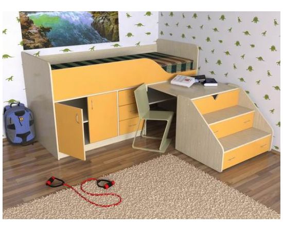 Детская кровать-чердак Кузя-2 с рабочей зоной, КОД:SL431, images №5, magsale.ru