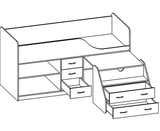 Детская кровать-чердак Кузя-2 с рабочей зоной, КОД:SL431, images №7, magsale.ru