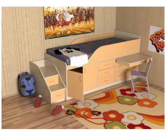 Детская кровать-чердак со столом Кузя-3, КОД:SL432, images №2, magsale.ru