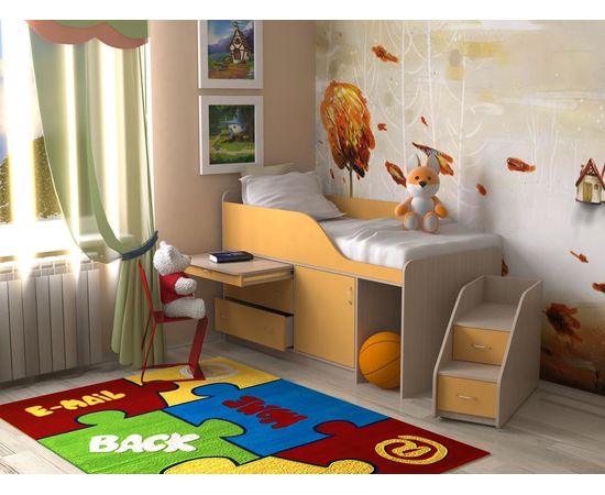 Детская кровать-чердак со столом Кузя-3 Мини с горкой, КОД:SL435, images №3, magsale.ru