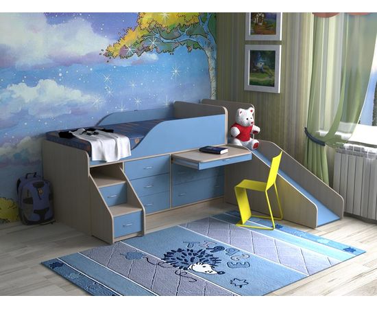 Детская кровать-чердак со столом Кузя-4 Мини, КОД:SL437, images №2, magsale.ru