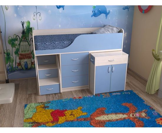 Детская кровать-чердак со столом Кузя-7, КОД:SL440, images №2, magsale.ru