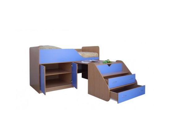 Детская кровать-чердак Кузя с горкой, КОД:SL430, images №9, magsale.ru